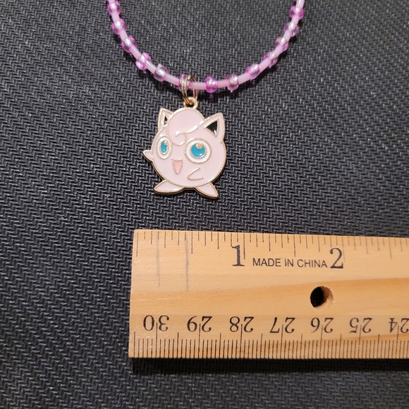 Pink Beaded Necklace with Jigglypuff Pendant - Picture 5 of 5